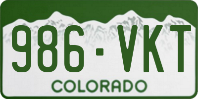 CO license plate 986VKT