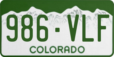 CO license plate 986VLF