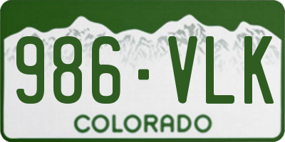 CO license plate 986VLK