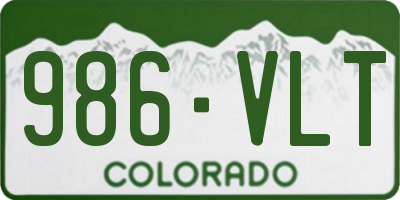 CO license plate 986VLT