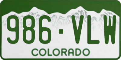 CO license plate 986VLW