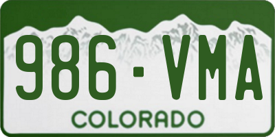 CO license plate 986VMA