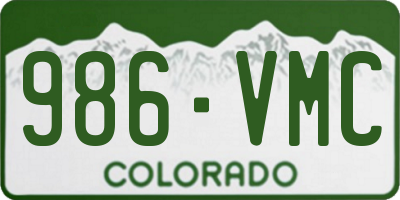 CO license plate 986VMC