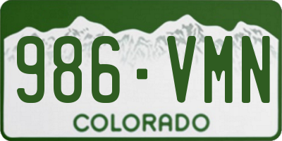 CO license plate 986VMN