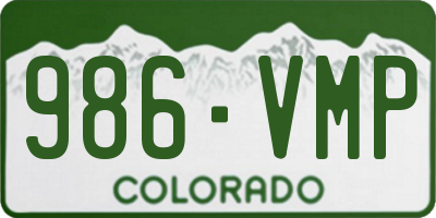 CO license plate 986VMP
