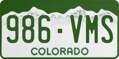CO license plate 986VMS
