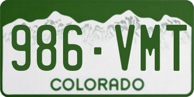 CO license plate 986VMT