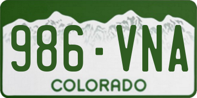 CO license plate 986VNA