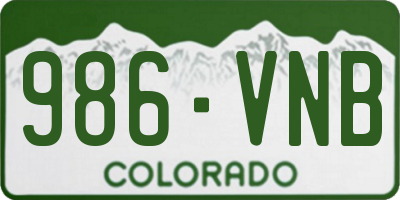 CO license plate 986VNB