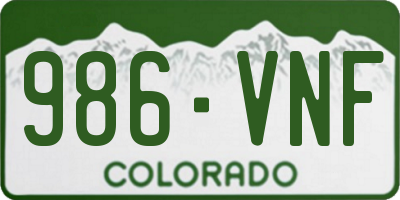 CO license plate 986VNF