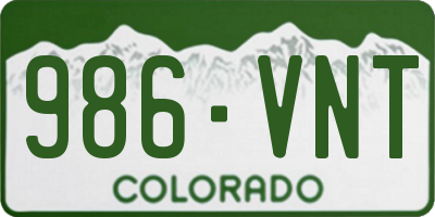 CO license plate 986VNT