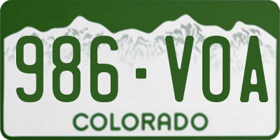 CO license plate 986VOA