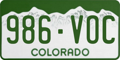 CO license plate 986VOC