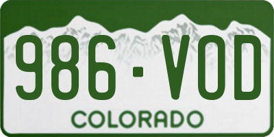 CO license plate 986VOD