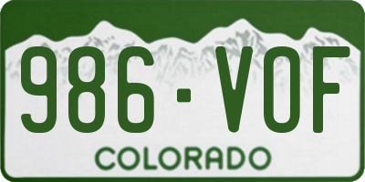 CO license plate 986VOF