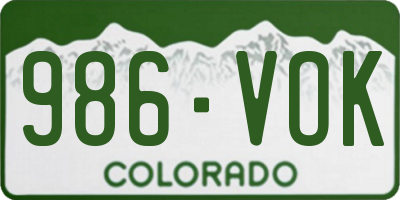 CO license plate 986VOK