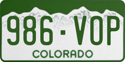 CO license plate 986VOP