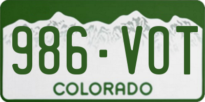 CO license plate 986VOT