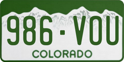 CO license plate 986VOU