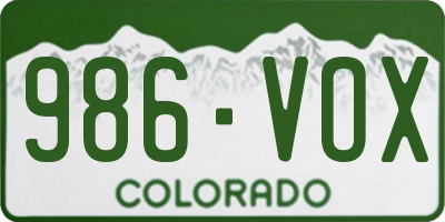 CO license plate 986VOX