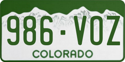 CO license plate 986VOZ