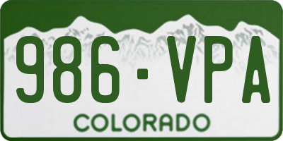 CO license plate 986VPA