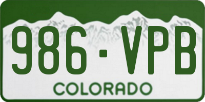 CO license plate 986VPB