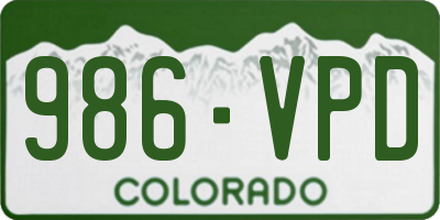 CO license plate 986VPD