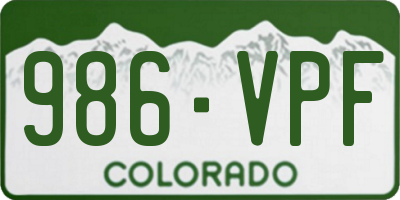 CO license plate 986VPF