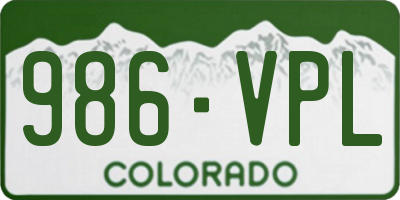 CO license plate 986VPL