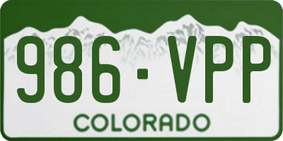 CO license plate 986VPP