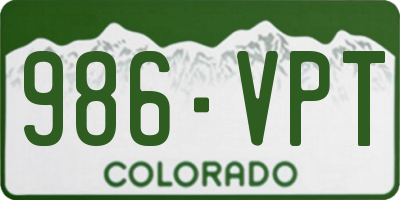 CO license plate 986VPT
