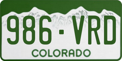CO license plate 986VRD