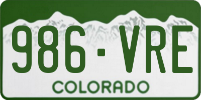 CO license plate 986VRE