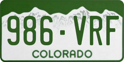 CO license plate 986VRF