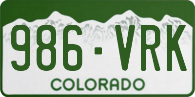 CO license plate 986VRK