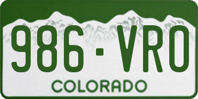 CO license plate 986VRO