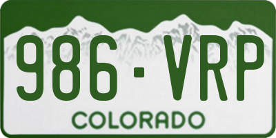 CO license plate 986VRP