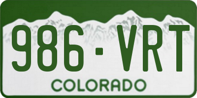 CO license plate 986VRT