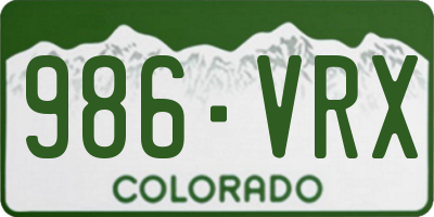 CO license plate 986VRX
