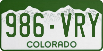 CO license plate 986VRY