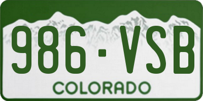 CO license plate 986VSB