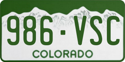 CO license plate 986VSC