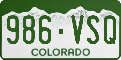 CO license plate 986VSQ