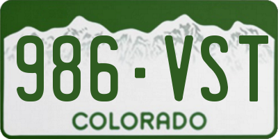 CO license plate 986VST