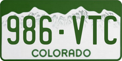 CO license plate 986VTC