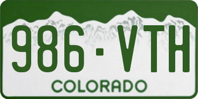 CO license plate 986VTH
