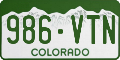 CO license plate 986VTN