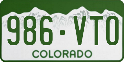 CO license plate 986VTO