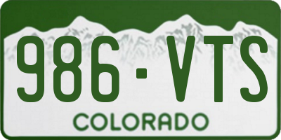 CO license plate 986VTS